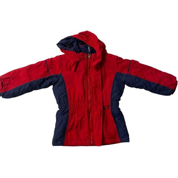 Boys L.L. Bean Size 4T Puffer Hoodie Jacket Red and Blue Thinsulate Insulation - Picture 5 of 13